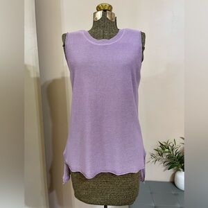 Lavender Sheer Sparkle Knit Tank Top Metallic Tunic Y2K Going Out Top NWOT
